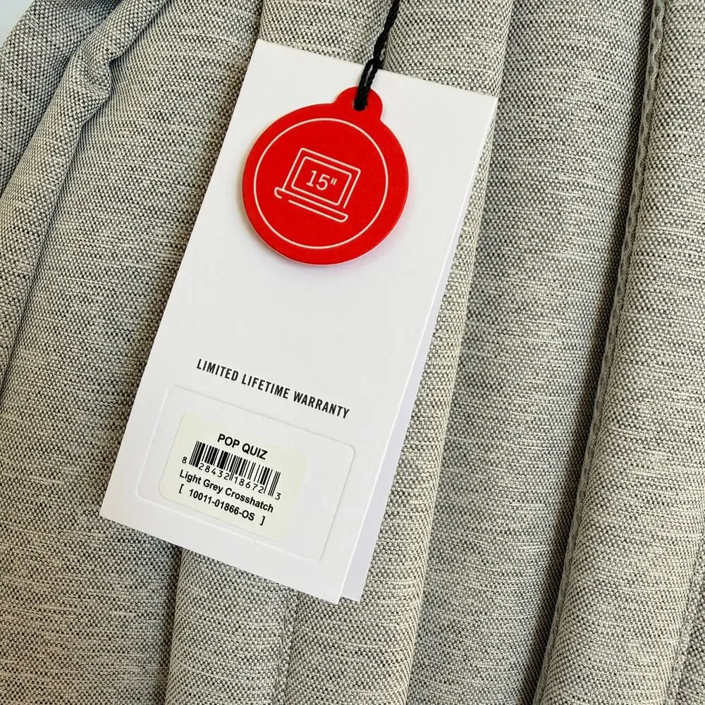 Herschel Pop Quiz Backpack 22L Light Gray Crosshatch Laptop Sleeve NWT